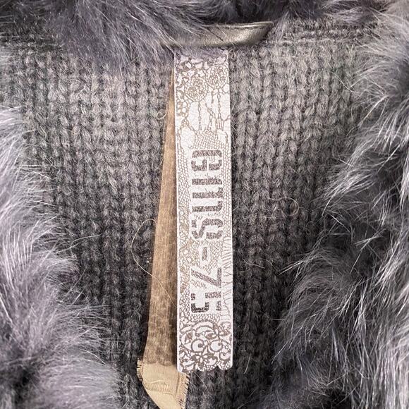 Gimo's GMS-75 100% Suede Lamb Fur Knit Jacket Charcoal XL - Picture 3 of 7